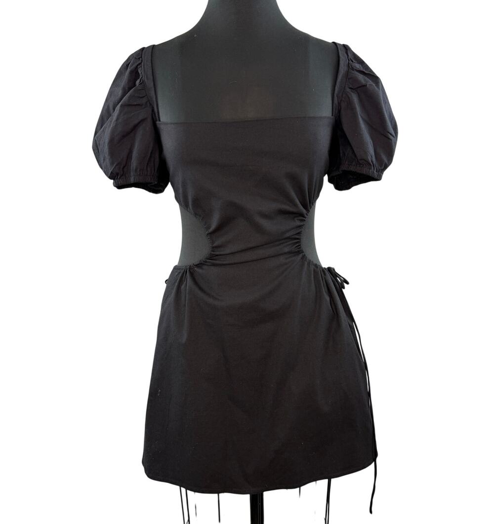 WHITE FOX Black Mini Dress Cotton Backless Cut Out Adjustable Size X-Large XL